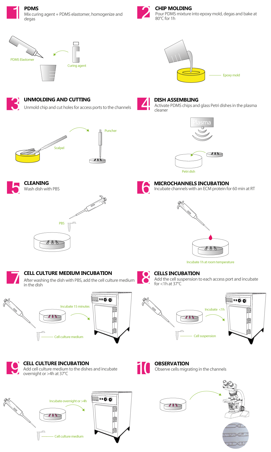 How to make microchannels for cell migration